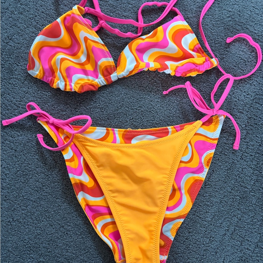 Hot pink and orange bikini